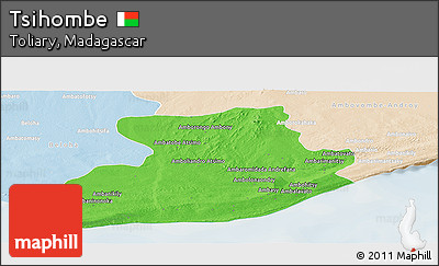 Political Panoramic Map of Tsihombe, lighten