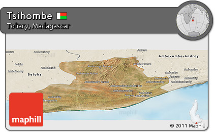 Satellite Panoramic Map of Tsihombe, shaded relief outside