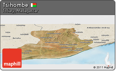 Satellite Panoramic Map of Tsihombe, shaded relief outside