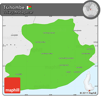 Political Simple Map of Tsihombe, single color outside, borders and labels