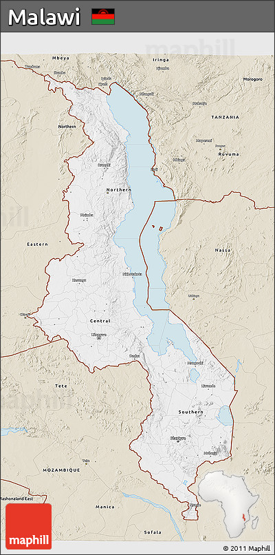 Classic Style 3D Map of Malawi
