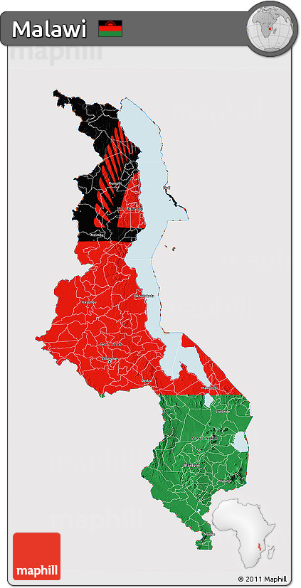 Flag 3D Map of Malawi