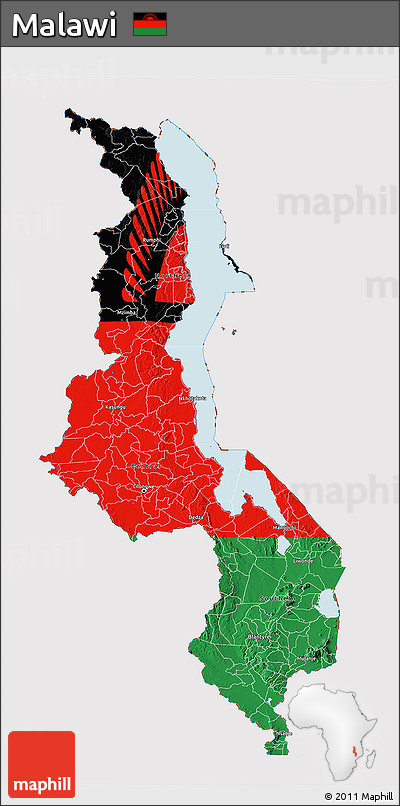 Flag 3D Map of Malawi