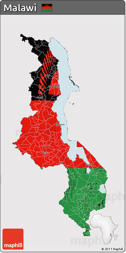 Flag 3D Map of Malawi