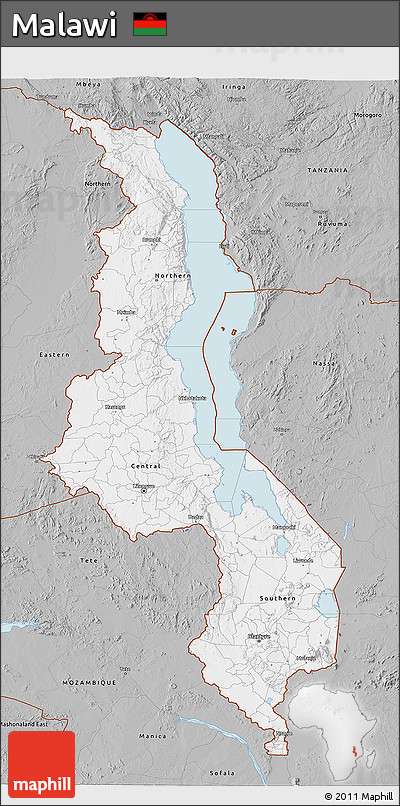 Gray 3D Map of Malawi