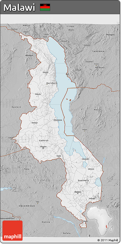 Gray 3D Map of Malawi