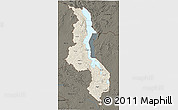Shaded Relief 3D Map of Malawi, darken