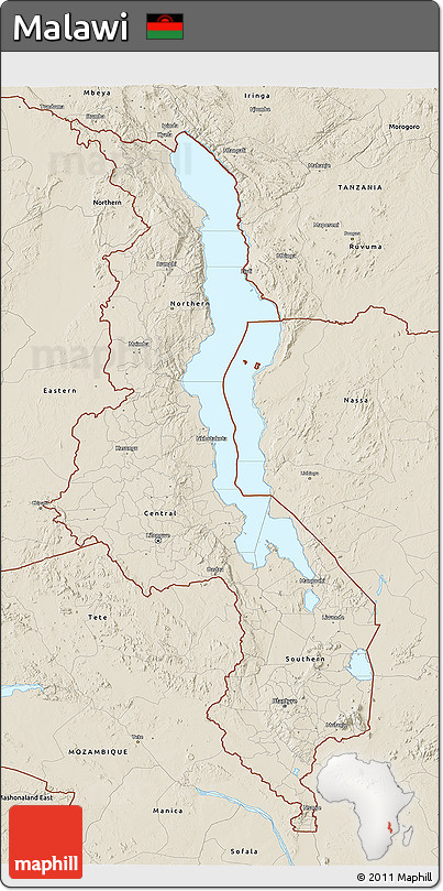Shaded Relief 3D Map of Malawi