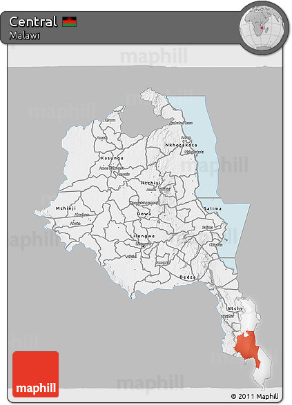 Gray 3D Map of Central, single color outside
