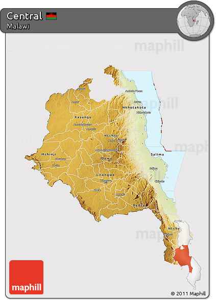 Physical 3D Map of Central, cropped outside