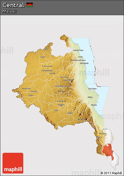 Physical 3D Map of Central, cropped outside