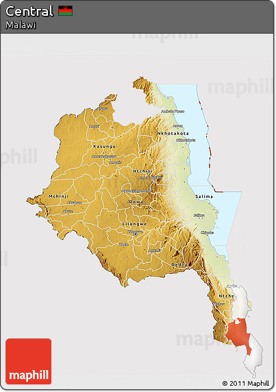 Physical 3D Map of Central, cropped outside