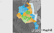 Political 3D Map of Central, darken, desaturated