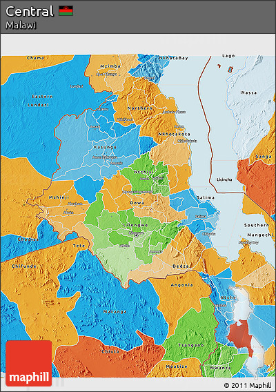 Political 3D Map of Central
