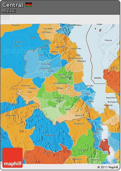 Political 3D Map of Central