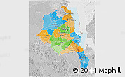 Political 3D Map of Central, lighten, desaturated