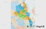 Political 3D Map of Central, lighten