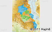 Political 3D Map of Central, physical outside