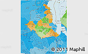 Political 3D Map of Central, political shades outside