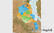 Political 3D Map of Central, satellite outside