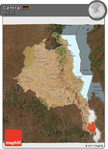 Satellite 3D Map of Central, darken