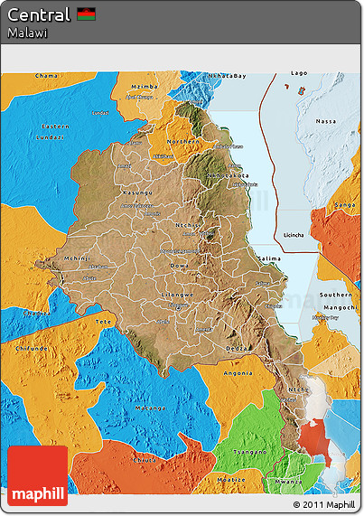 Satellite 3D Map of Central, political outside