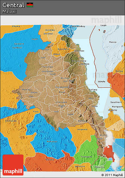 Satellite 3D Map of Central, political outside
