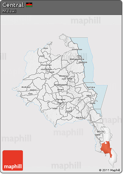 Silver Style 3D Map of Central, single color outside