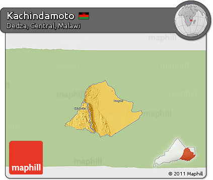 Savanna Style 3D Map of Kachindamoto, single color outside