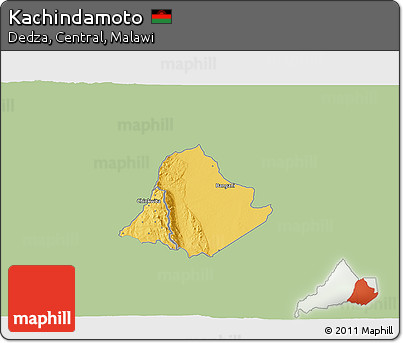 Savanna Style 3D Map of Kachindamoto, single color outside