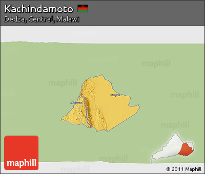 Savanna Style 3D Map of Kachindamoto, single color outside