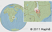 Savanna Style Location Map of Kachindamoto, highlighted parent region, highlighted grandparent region, hill shading