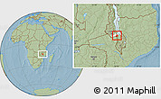 Savanna Style Location Map of Kachindamoto, highlighted parent region, hill shading