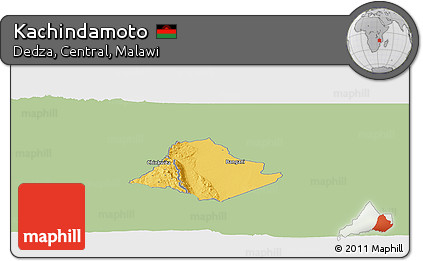Savanna Style Panoramic Map of Kachindamoto, single color outside