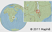 Savanna Style Location Map of Kasumbu, highlighted parent region, hill shading