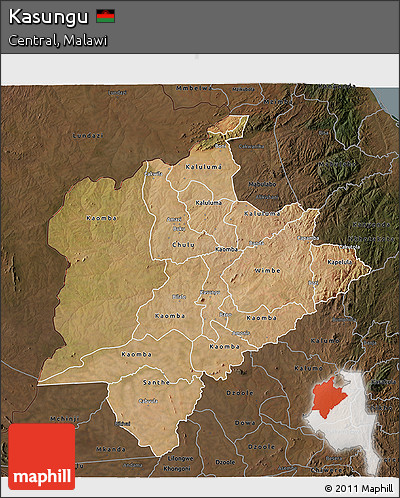 Satellite 3D Map of Kasungu, darken