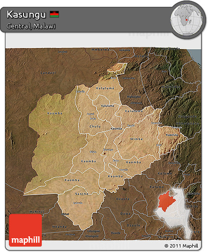 Satellite 3D Map of Kasungu, darken