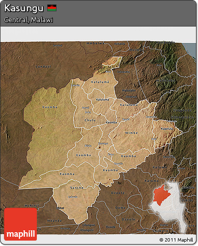 Satellite 3D Map of Kasungu, darken