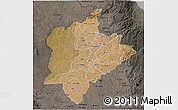 Satellite 3D Map of Kasungu, darken, semi-desaturated