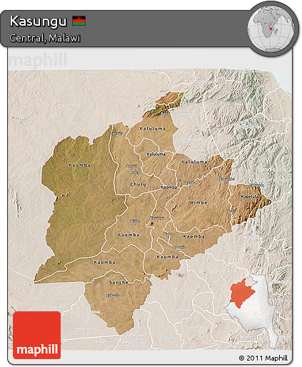 Satellite 3D Map of Kasungu, lighten