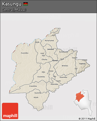 Shaded Relief 3D Map of Kasungu, cropped outside