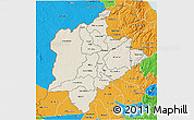 Shaded Relief 3D Map of Kasungu, political outside