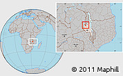 Gray Location Map of Chulu, highlighted grandparent region, within the entire country