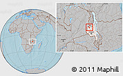 Gray Location Map of Chulu, highlighted grandparent region, hill shading