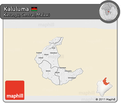 Classic Style 3D Map of Kaluluma, single color outside