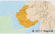 Political 3D Map of Kaluluma, lighten