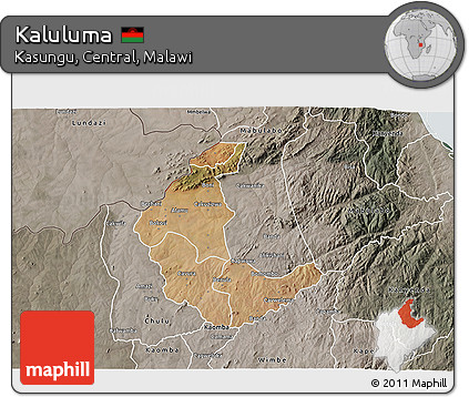 Satellite 3D Map of Kaluluma, semi-desaturated