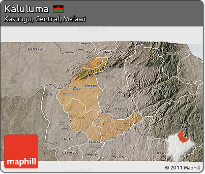Satellite 3D Map of Kaluluma, semi-desaturated