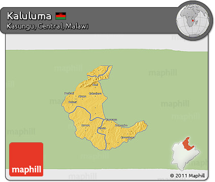 Savanna Style 3D Map of Kaluluma, single color outside