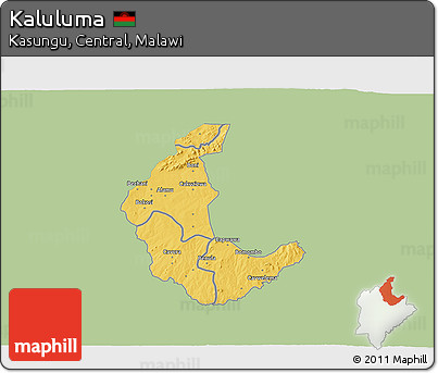 Savanna Style 3D Map of Kaluluma, single color outside